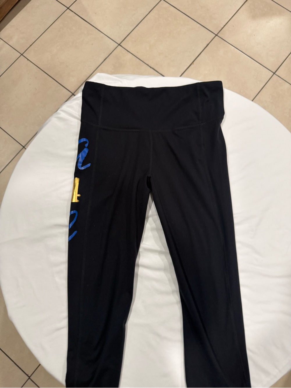 all in motion Black Leggings with Blue and Yellow Side Detail
